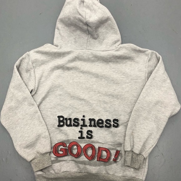 Fabricali Smiley Graphic Rare Hoodie.”Business Is Good” Grey. Used. Good.As Is. - Picture 3 of 5